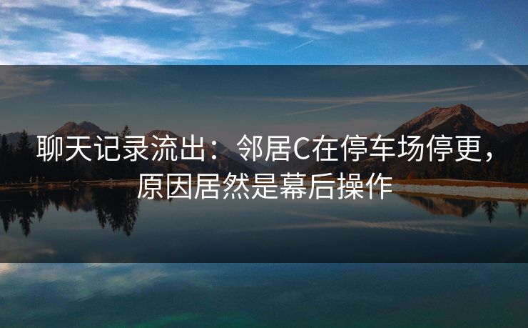 聊天记录流出:邻居C在停车场停更,原因居然是幕后操作