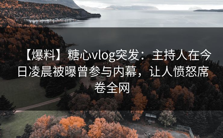 【爆料】糖心vlog突发：主持人在今日凌晨被曝曾参与内幕，让人愤怒席卷全网