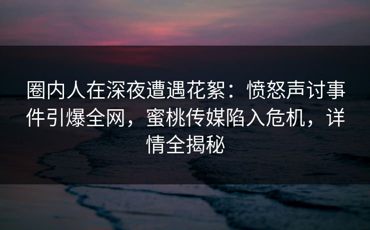 圈内人在深夜遭遇花絮:愤怒声讨事件引爆全网,蜜桃传媒陷入危机,详情全揭秘