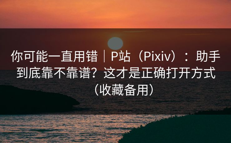 你可能一直用错｜P站（Pixiv）：助手到底靠不靠谱？这才是正确打开方式（收藏备用）